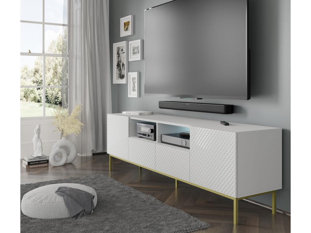 Sunmeub C TV stand, 200 cm, 2D2S, glossy white - gold frame 74134LSKK