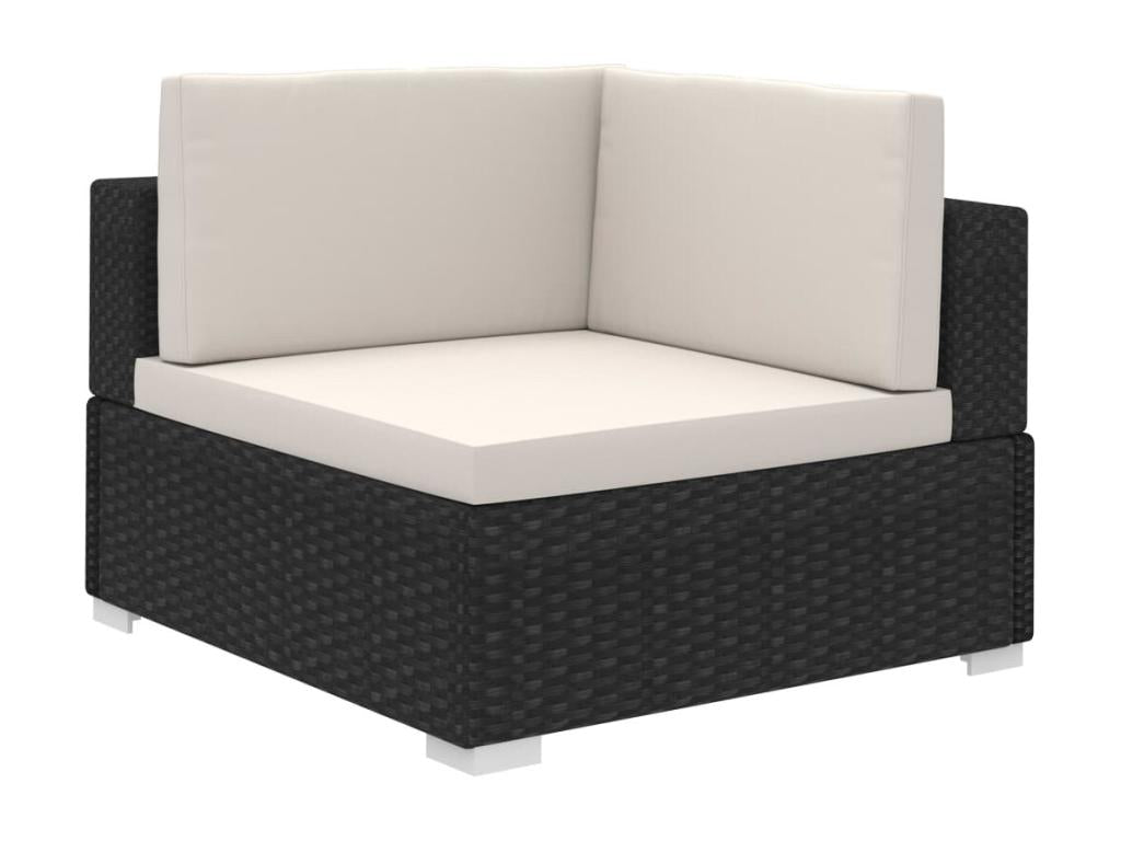 8-piece garden furniture set with cushions, black wicker resin, 52640DQQM