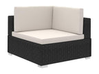 8-piece garden furniture set with cushions, black wicker resin, 52640DQQM