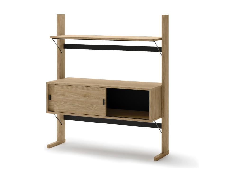 Low bookcase with storage - 108 cm - oiled oak - Sunmeub 93818YNPB