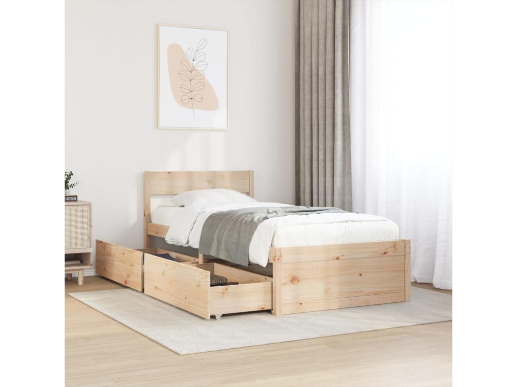 Bed frame without mattress 90x190 cm solid pine wood 47135MNIH