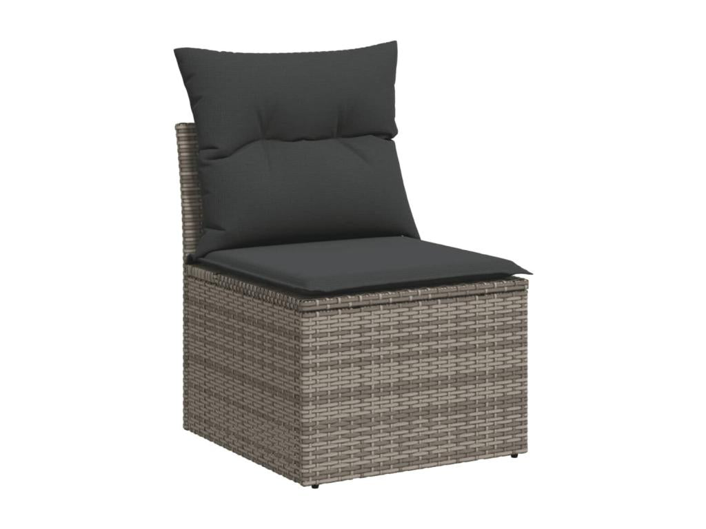 8-piece garden furniture set with grey resin wicker cushions 18283MFSM