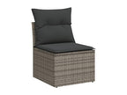 8-piece garden furniture set with grey resin wicker cushions 18283MFSM