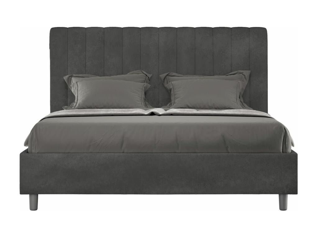 Sunmeub 35982ALXA Double Bed without Slatted Base, Upholstered, 140x190cm, Grey Microfiber