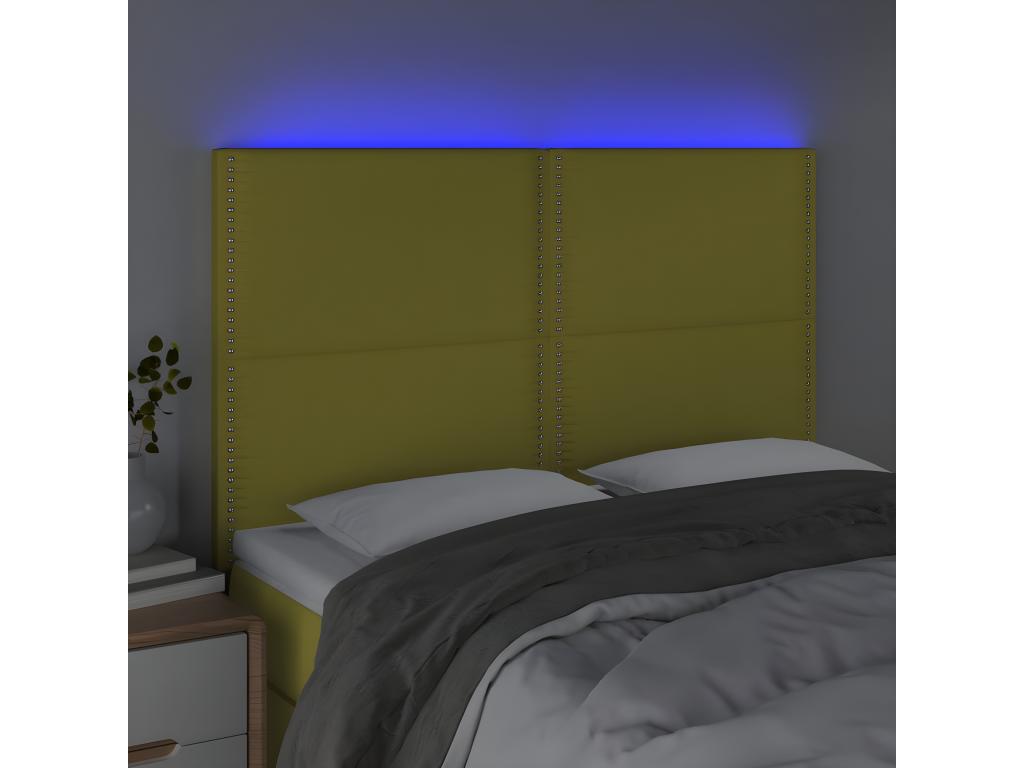 Green LED Headboard 144x5x118/128 cm Fabric 86615SSAO
