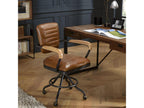 Sunmeub - Vintage Sunmeub armchair in brown leather and black metal with wooden armrests 08017KADK