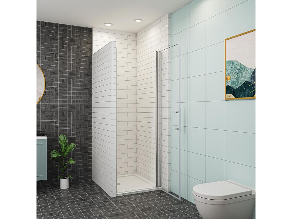 Sunmeub 90x187cm shower door in anti-limescale and clear glass 00579NEHY