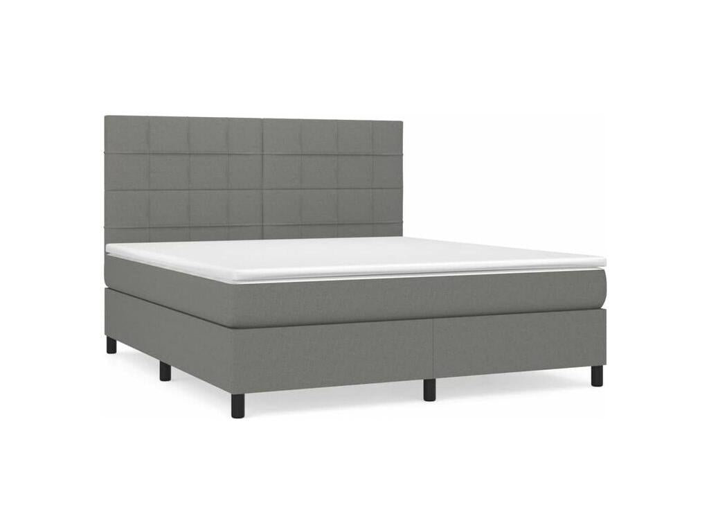 Homeboisstore bed base with mattress, Dark Grey 160x200 Fabric 33309QCSX