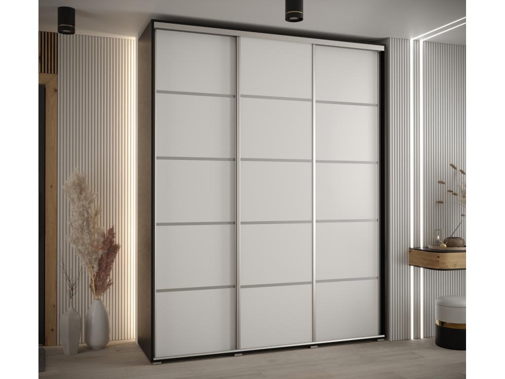 Sunmeub 4 Sliding Door Wardrobe 235.2/200/45 3 Doors Black/White/Silver 86499HCTV