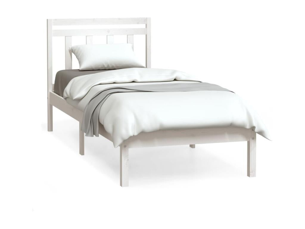 White solid wood bed frame without mattress 73361HNBI