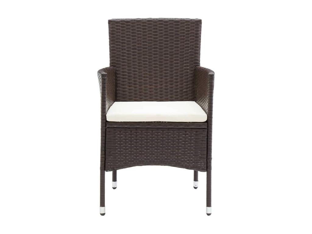 5-piece garden dining set and cushions, poly rattan, brown, 32097ZYMG