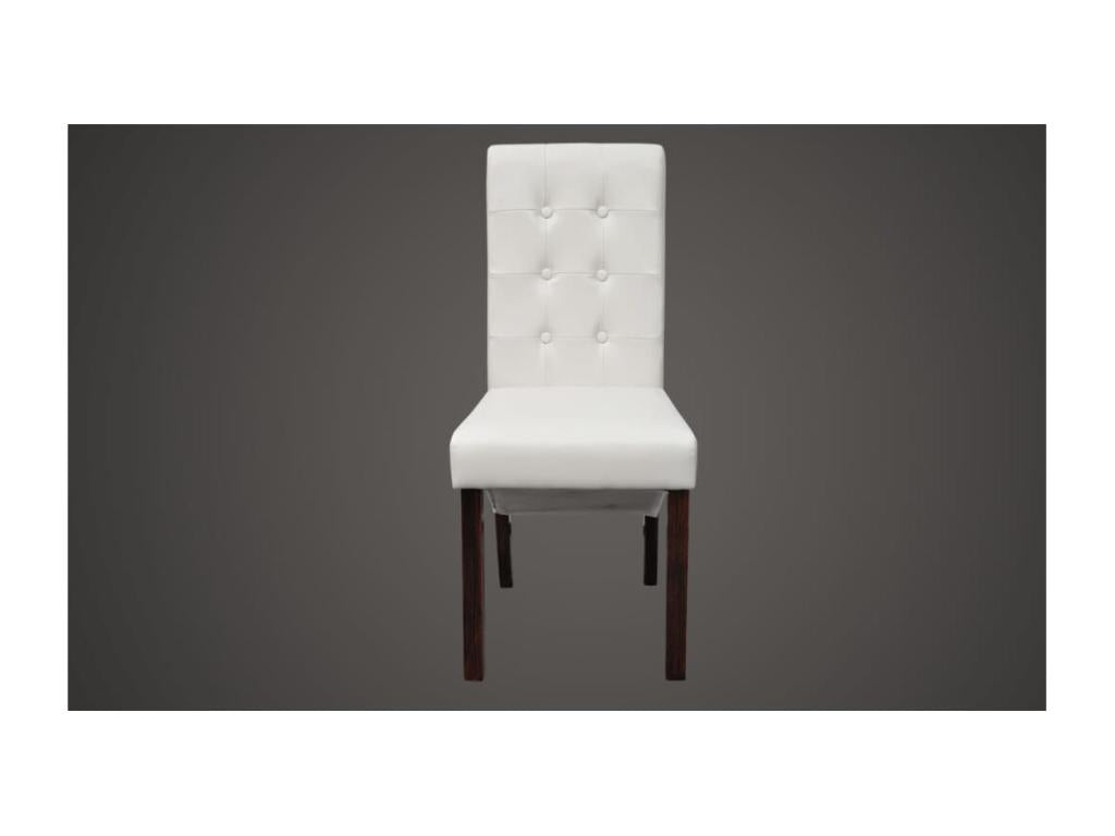 Set of 6 white faux leather dining chairs 62579XVHS