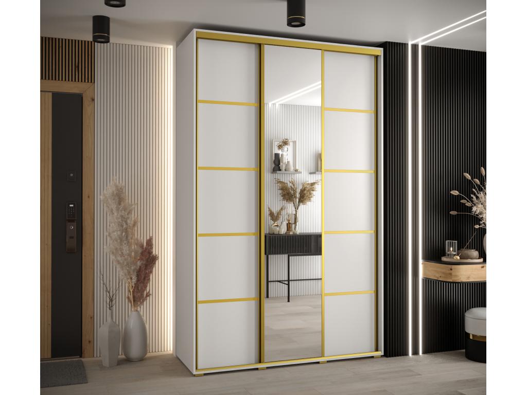Sunmeub 5 Sliding Door Wardrobe 235.2/150/60 3 Doors White/White/Gold 14969KNFT