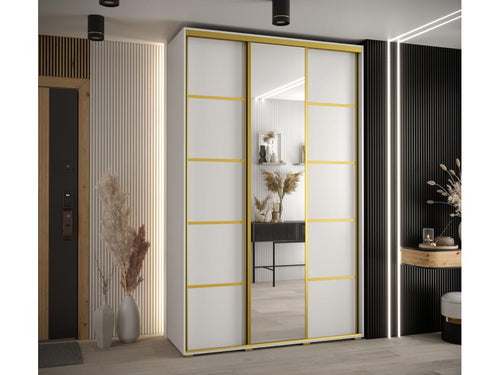 Sunmeub 5 Sliding Door Wardrobe 235.2/150/60 3 Doors White/White/Gold 14969KNFT