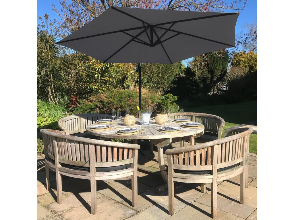 Gray Cantilever Parasol 3m x 3m x 2.5m 36987BRCS