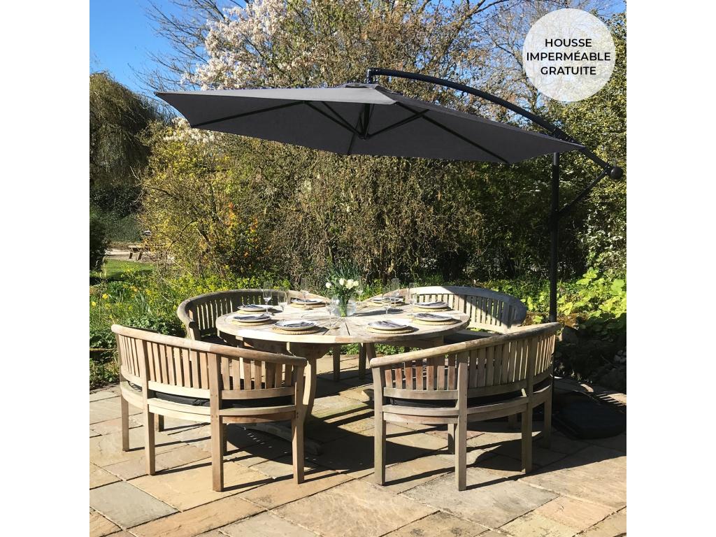 Gray Cantilever Parasol 3m x 3m x 2.5m 36987BRCS