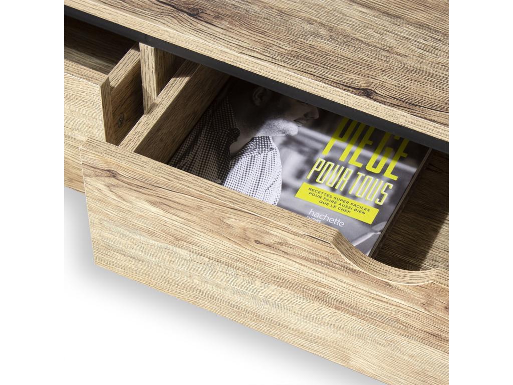 TV stand with 2 drawers, metal and wood - W120cm Sunmeub 36786AGMI
