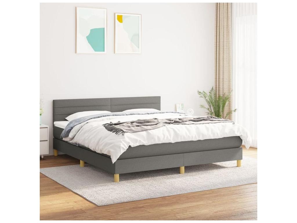 Sunmeub bed base with mattress, dark grey, 160x200 cm, fabric, 36522RRBO
