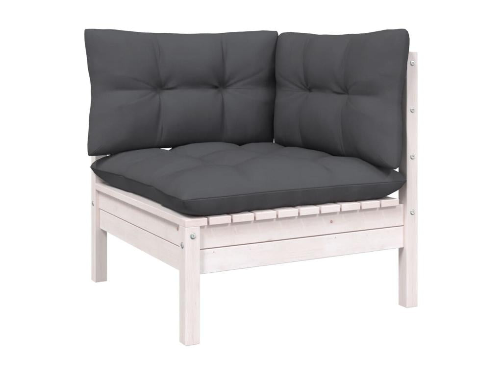 11-piece garden furniture set with cushions, white, solid pine wood, 55041WDJF