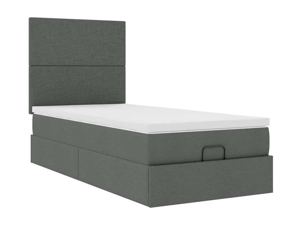 Homeboisstore bed frame with dark grey 90x200 cm mattress, fabric 06908PQJM
