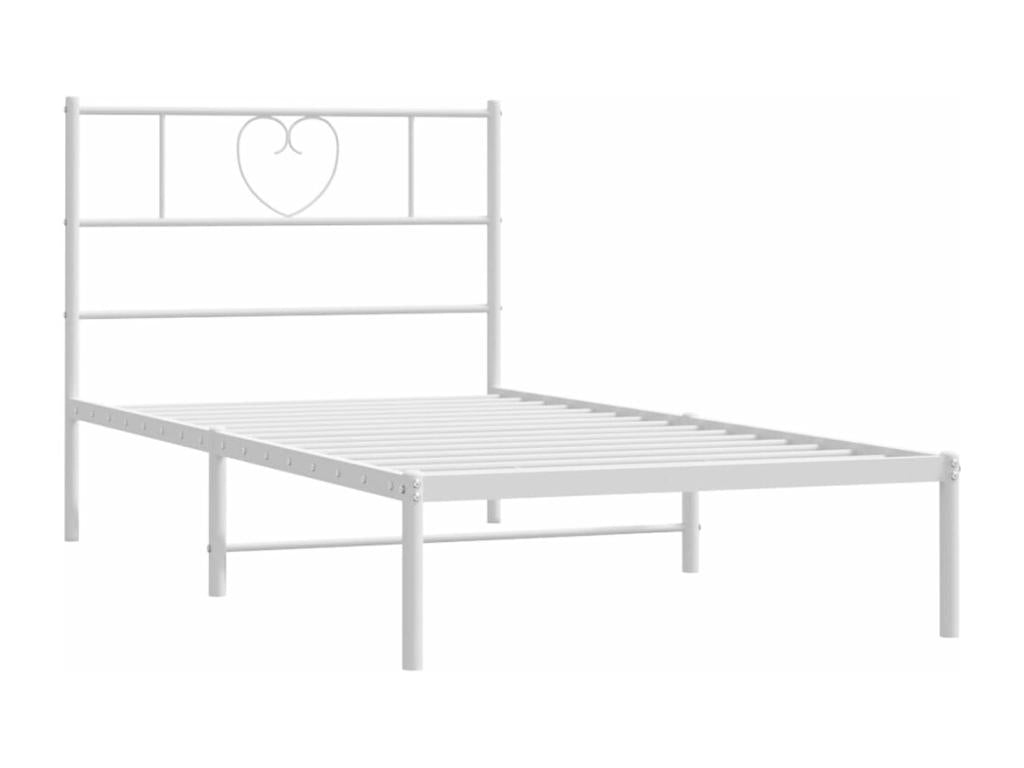 Metal bed frame with white headboard 90x200 45195DBAO