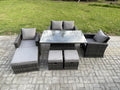 7-Seater Rattan Garden Furniture Set with Lift-Top Table and 3 Stools, Dark Grey, 69193BRCT