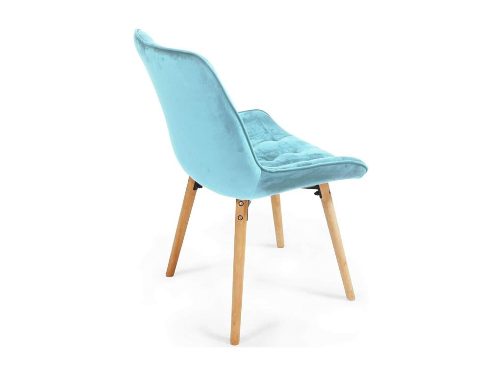 Set of 6 living room/dining room chairs with wooden legs and turquoise velvet upholstery 01 0000500 04304ABTW