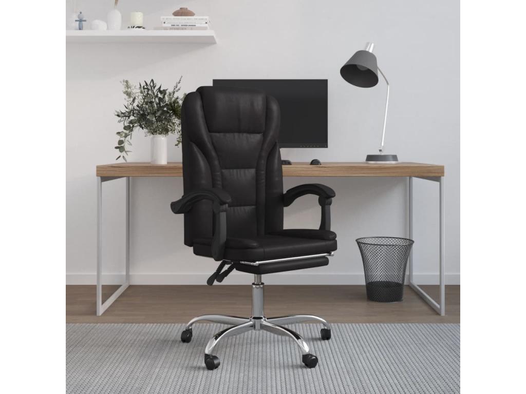 Black Faux Leather Reclining Office Chair 55680FCUM