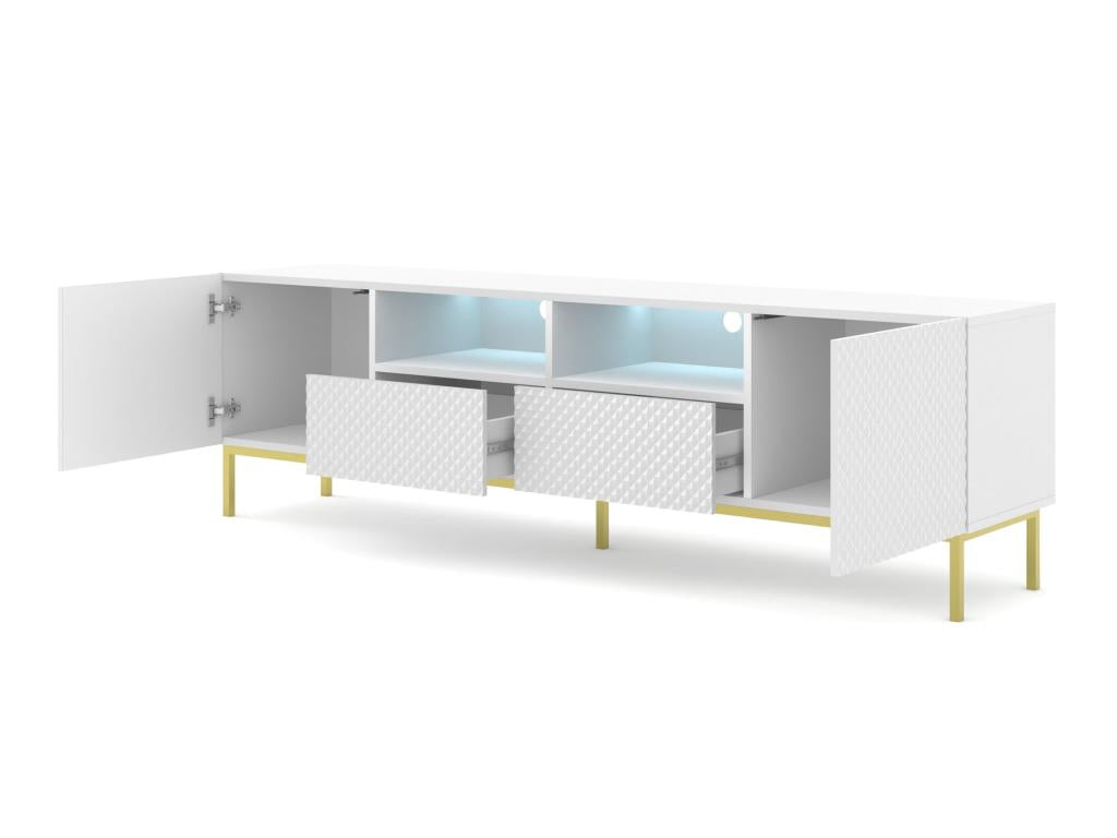 Sunmeub C TV stand, 200 cm, 2D2S, glossy white - gold frame 74134LSKK