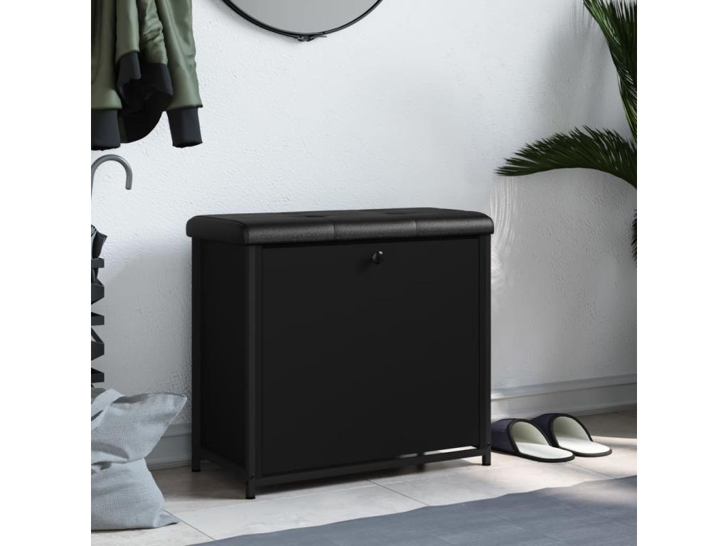 Shoe bench with drop-down drawer, black, 62x32x56 cm, 69044NNWK