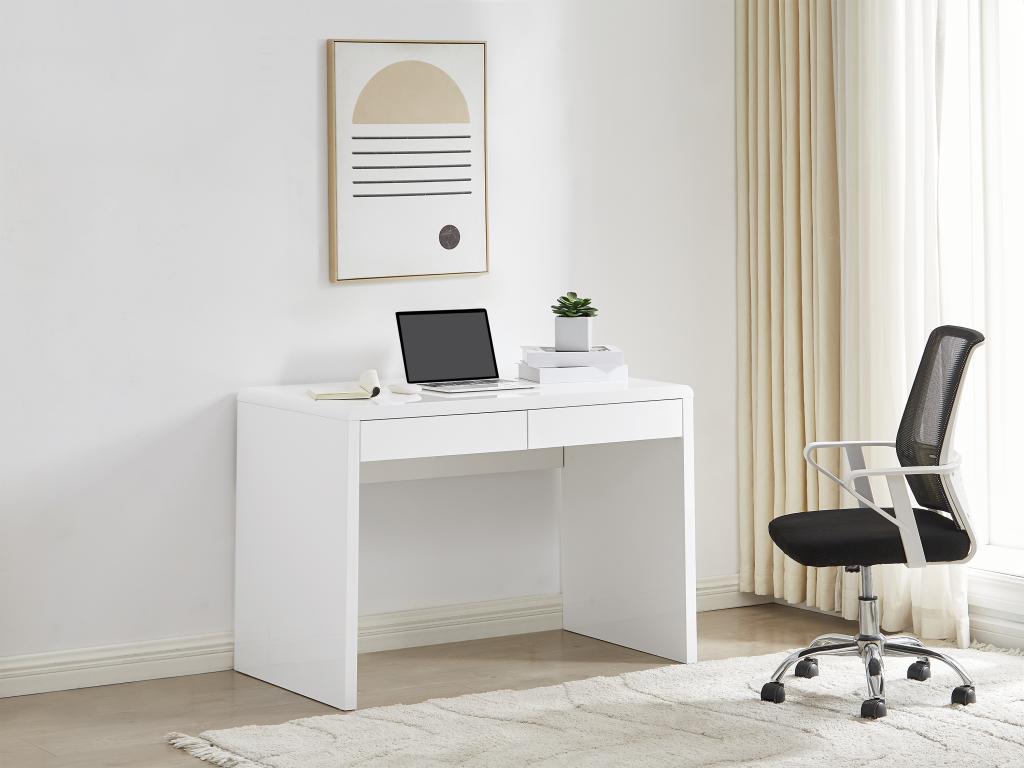 Desk with 2 drawers - MDF - White lacquer - Sunmeub 08799LFMJ