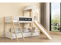 Bunk bed 90x200cm children's bed with stairs and slides, writing board, 2x slatted bed bases, Sunmeub solid wood 20120OSXL