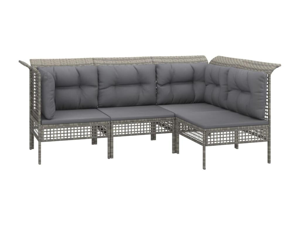 13-piece garden furniture set with cushions, grey woven resin, 34027MPZR