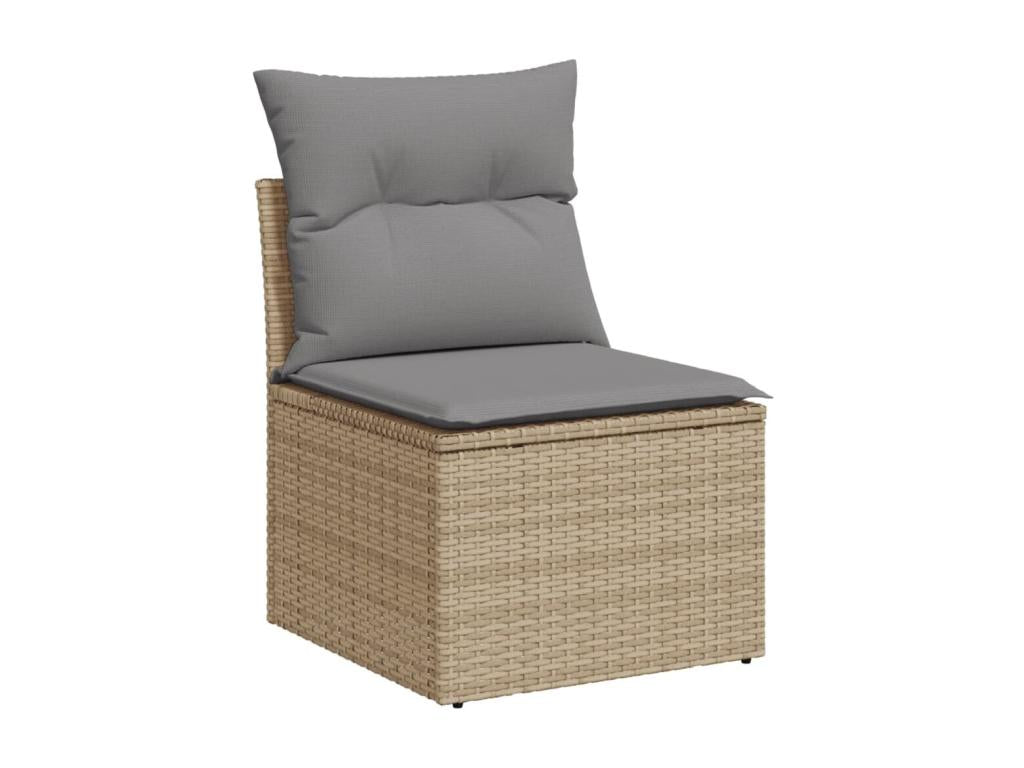 9-piece garden furniture set with cushions, beige wicker resin, 92361ZHTR