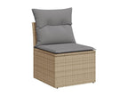 9-piece garden furniture set with cushions, beige wicker resin, 92361ZHTR
