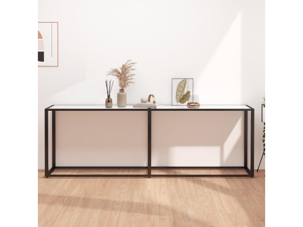 Console table, white marble, 220x35x75.5 cm, tempered glass, 05922YSVN
