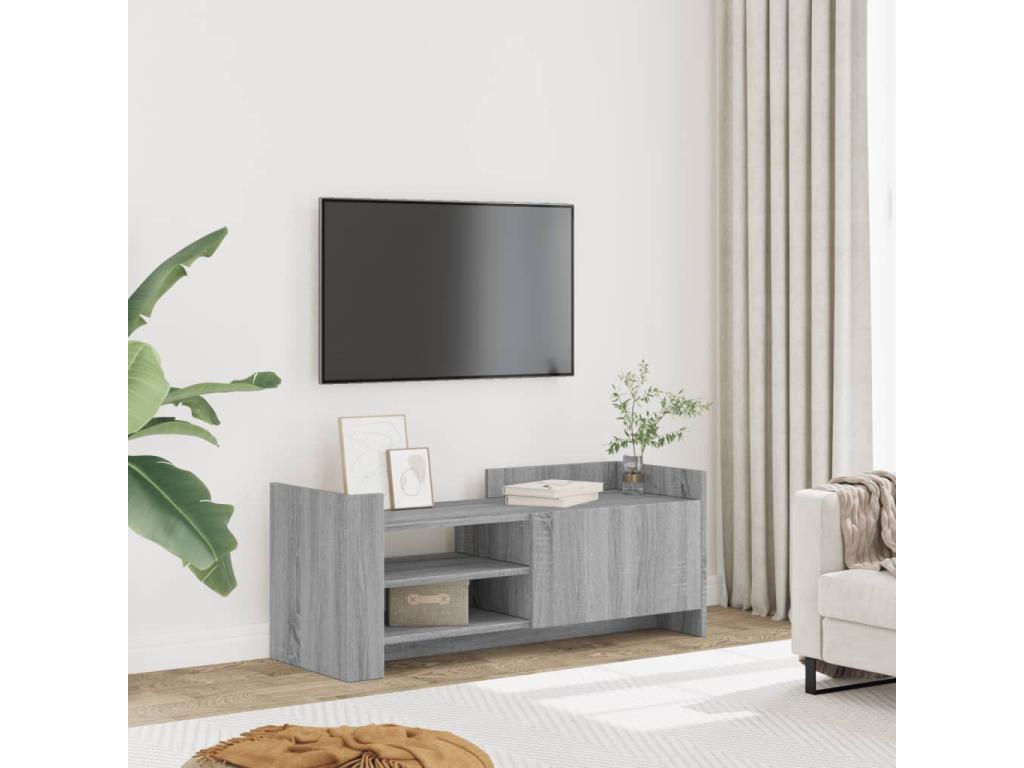 Sunmeub TV stand, grey, 100x35x40 cm, engineered wood, 42816YYPS