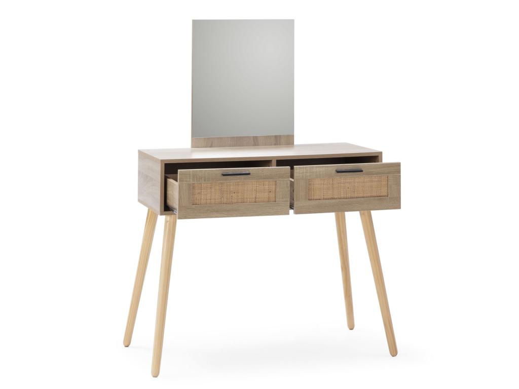 Sunmeub entryway unit with 2 drawers and mirror, oak color, 90 cm long, 25603EDWK