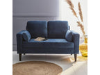 Blue velvet sofa - Sunmeub - Fixed 2-seater sofa with straight front and wooden legs, Scandinavian style 73651ACCQ