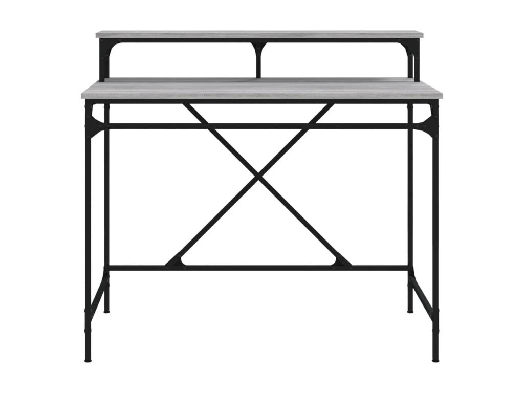 Sunmeub Grey Desk 100x50x90 cm Engineered Wood and Iron 90008PCCG