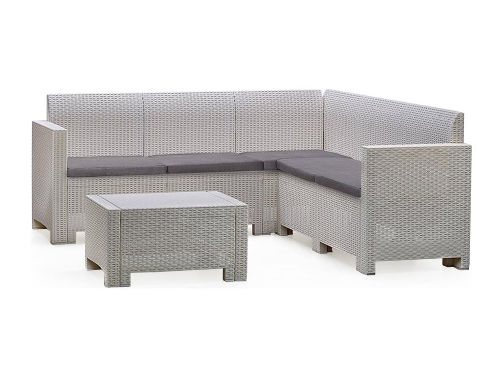 Dcorre Outdoor Lounge Set, Garden Set with Cushions, Indoor Lounge Set with Rattan Effect, Made in Italy, White, 43611BRHK