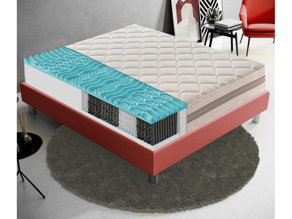 Pocket spring and memory foam mattress, 9 comfort zones, 22 cm high, 100x190 cm, 17237ERFS