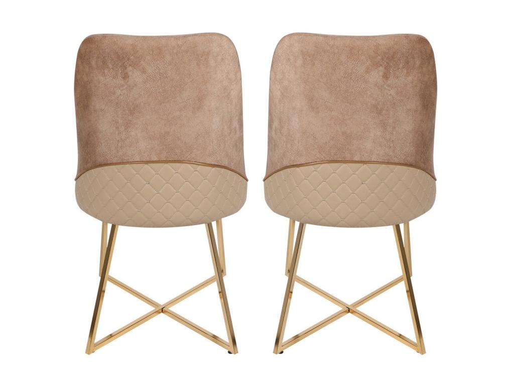 Homeboisstore light brown velvet designer chair with gold legs - Set of 2 75370AWVZ