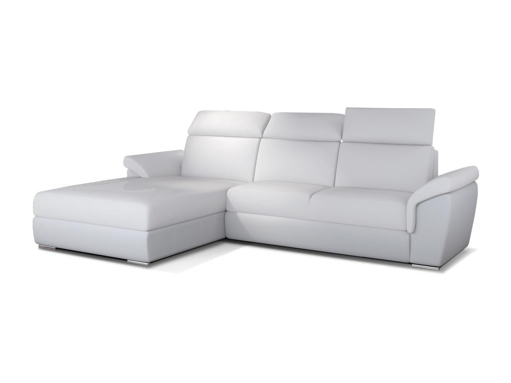 Homeboisstore 272cm White Faux Leather Left-Hand Corner Sofa Bed 96004ZRMA