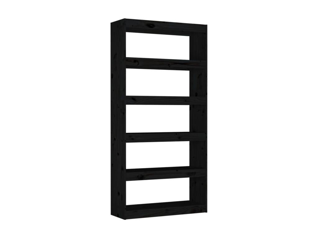 Bookshelf/Room Divider, Black, 80x30x167.4 cm, Solid Pine, 93641JEVE
