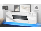 Wall-Mounted Buffet, Matte White Body, Glossy White Fronts, High-Gloss Black Central Drawer with LED Lighting 33046ZKFY