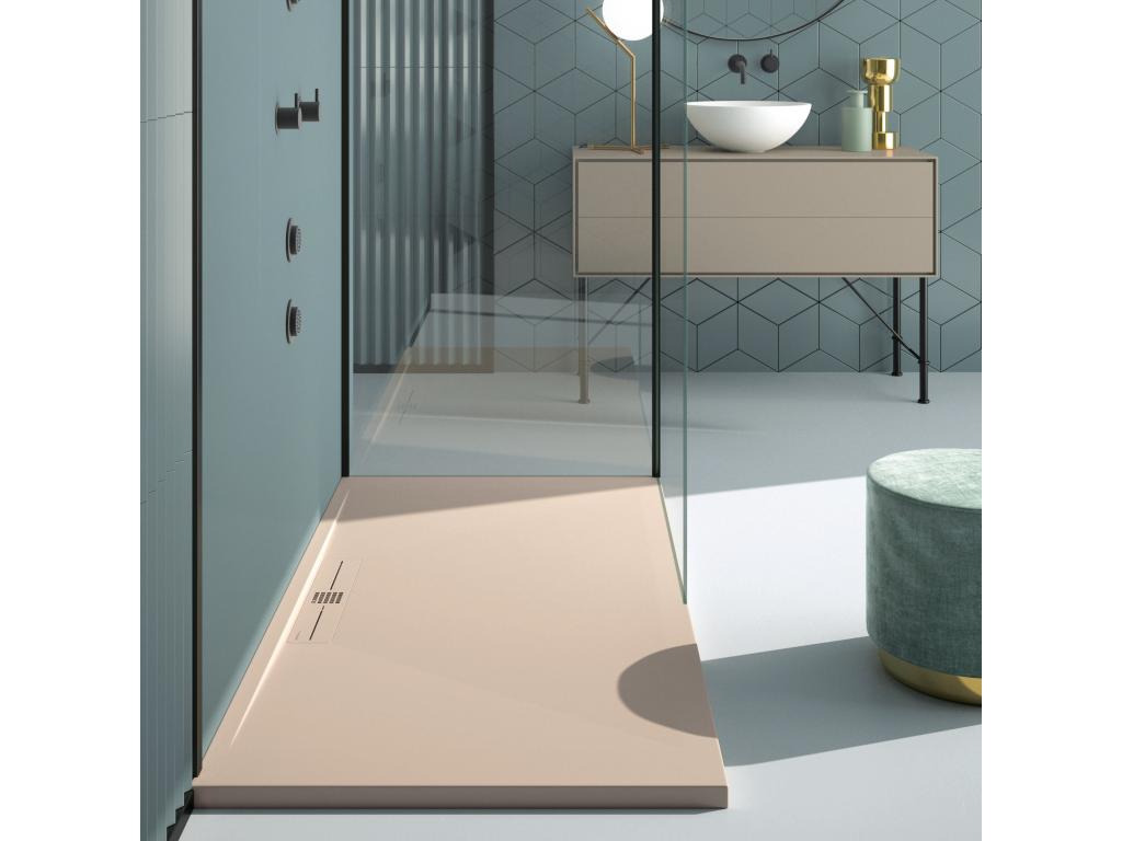 Sunmeub Cream Smooth Finish Shower Tray with Colored Grid - 90x80 cm 41555ETHB