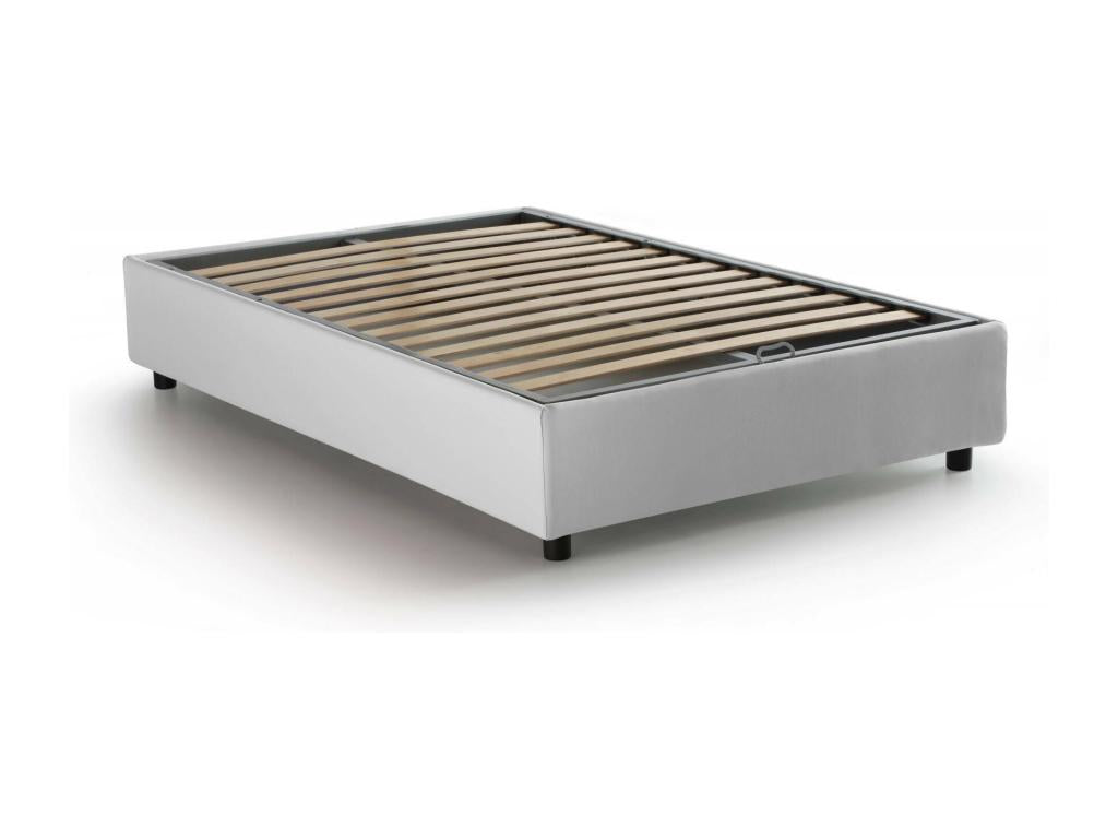 Sunmeub Double Bed with Storage, Fabric Upholstery, Made in Italy, Side Opening, Includes 120x190 cm Mattress, White 74847OICU