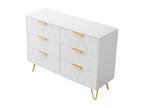 Low sideboard with 6 drawers - Chest of drawers - MDF wood and gold-tone metal - 100x34x73cm - White 82923HCYW