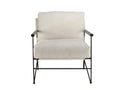 Sunmeub - Ecru fabric armchair with 1 cushion, black metal frame, and wooden armrests 28446RXXY